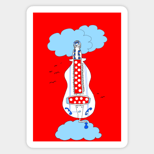 Hurdy-gurdy Polka Dot Head in the Clouds Sticker